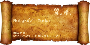 Metykó Andor névjegykártya