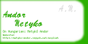 andor metyko business card